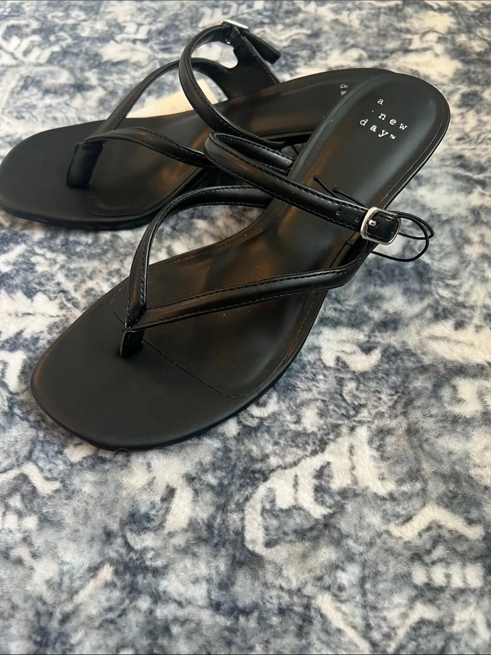 NWOT a new day Black Strappy Square-Toe Sandal